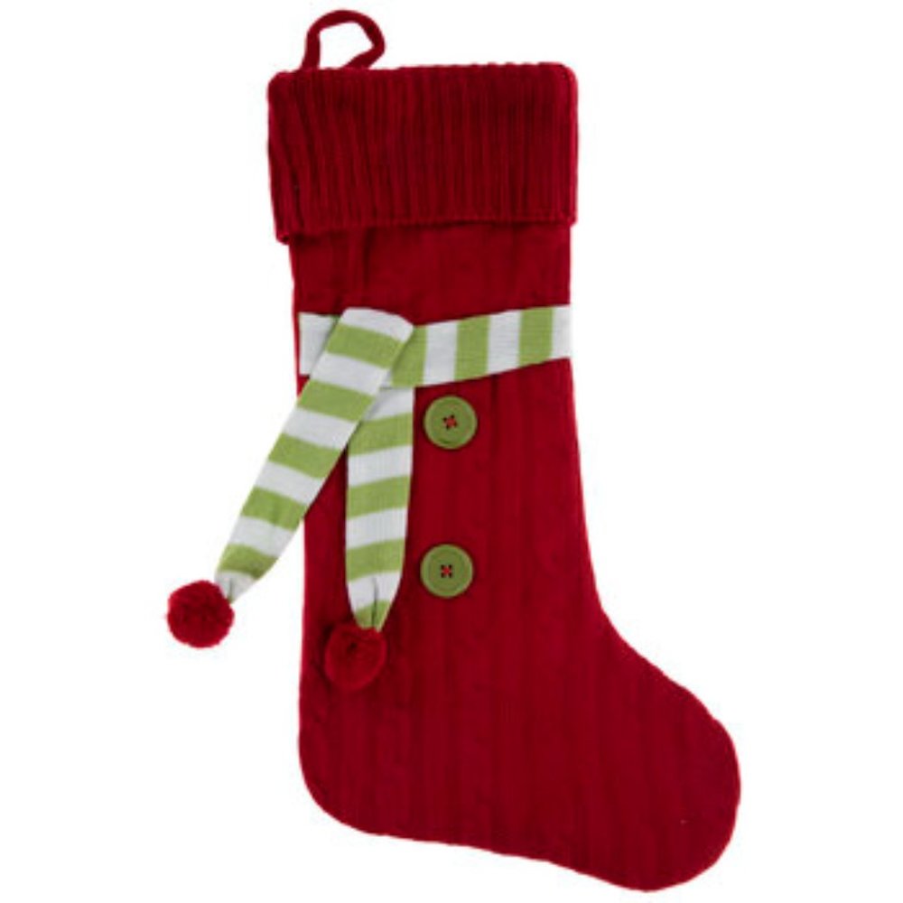 - BRAND NEW CHRISTMAS RED KNIT STOCKING WITH SCARF